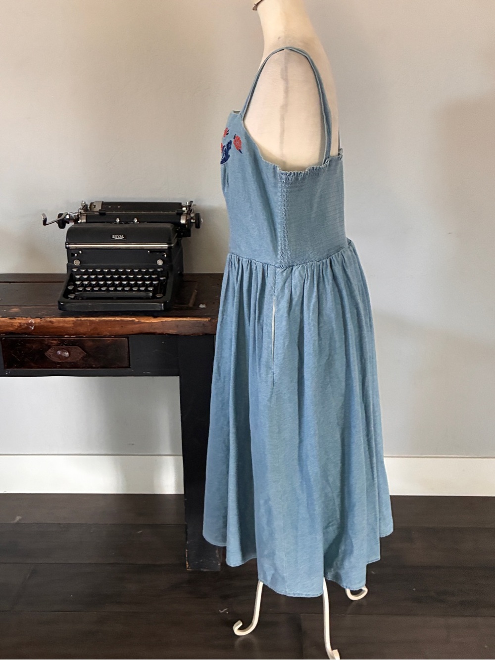 Disney Belle Beauty and The Beast Enchanted Rose Denim Sundress- Size Large - Picture 9 of 16